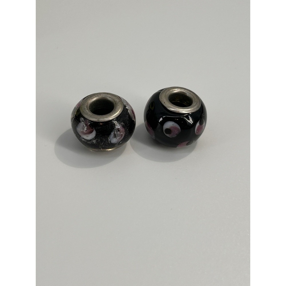 Vintage Sterling Silver Retro‎ Slide Glass Bubble Bead Charms